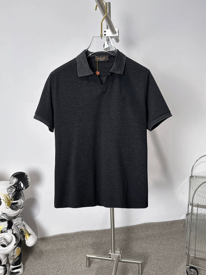 LP Italy 25ss business fashion comfortable men's casual V lapel polo shirt short sleeve