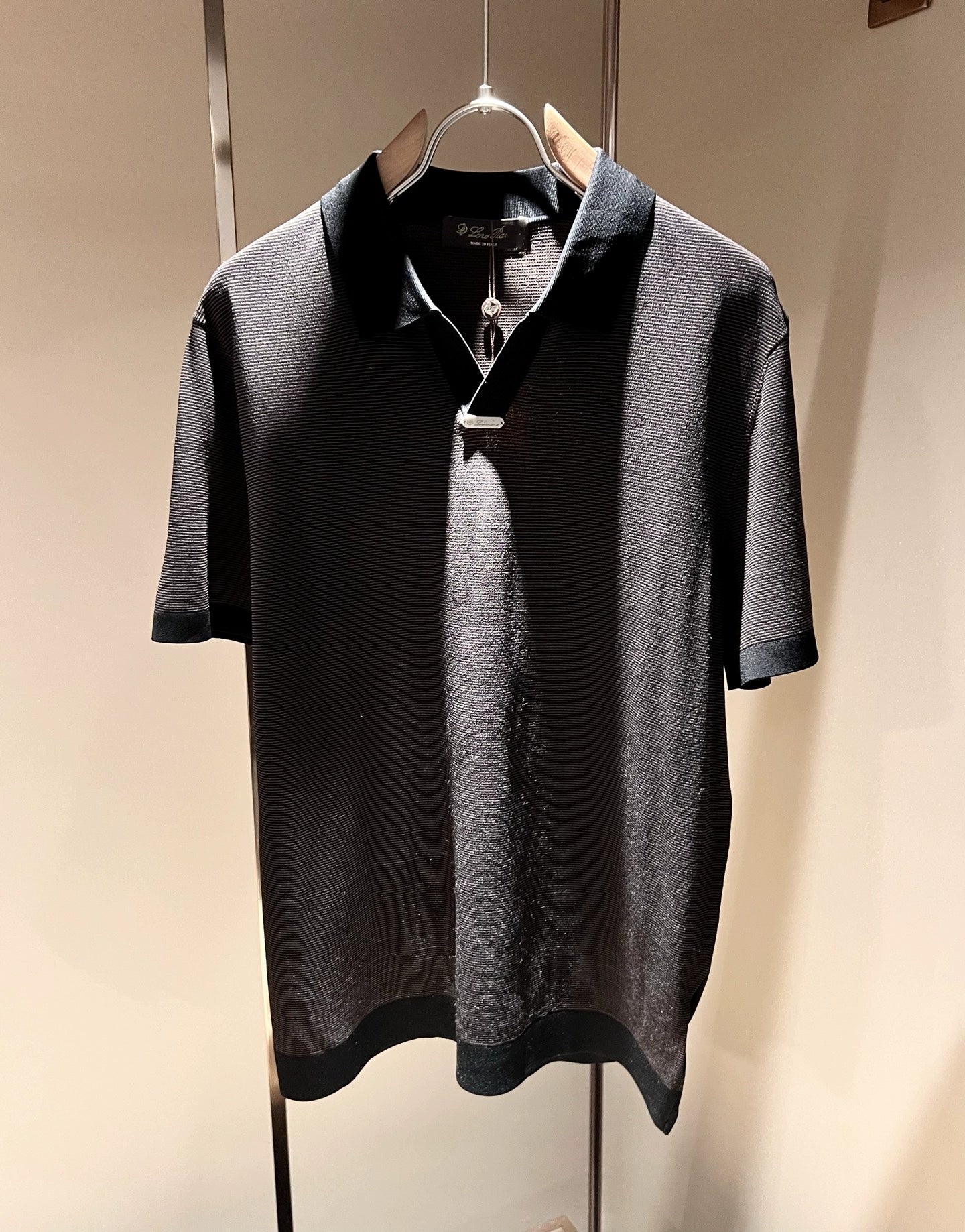 LP Italy 25ss Ilite knitted sweater striped casual V lapel polo shirt short sleeve