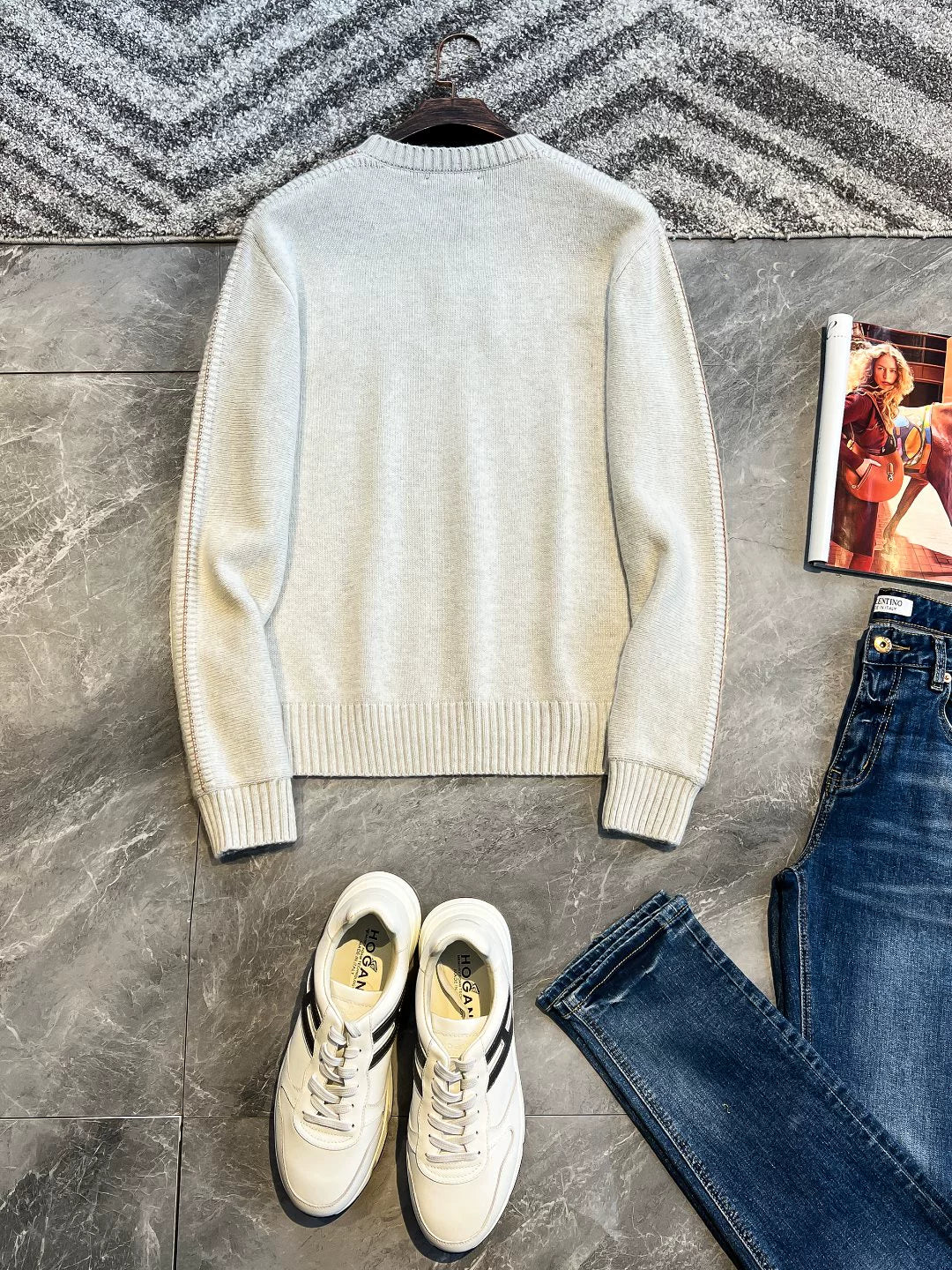 LP Italian crew neck wool sweater men's warm and comfortable casual long-sleeved sweater