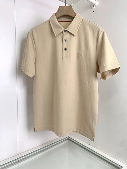 LP Italy 25ss simple business fashion embroidered lapel men's casual short-sleeved polo shirt