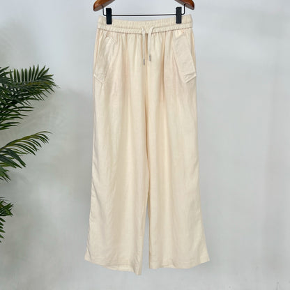 LP Italy 25ss solid color loose wide-footed linen pants lapel shirt men's casual suit