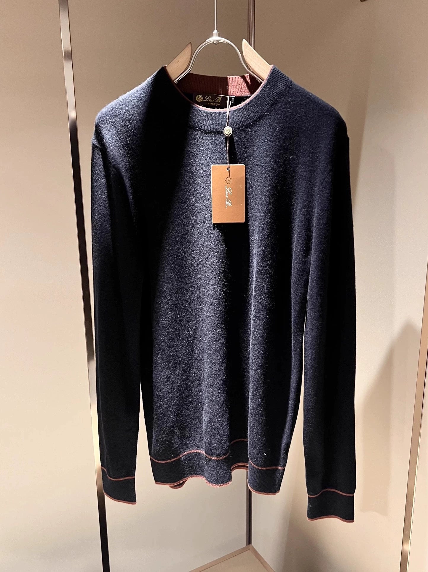 LP Italian thermal crew neck knitted wool sweater men's casual long-sleeved sweater