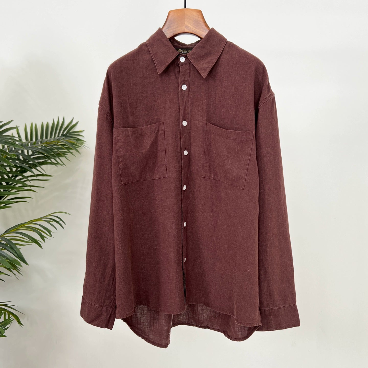 LP Italy 25ss solid color loose wide-footed linen pants lapel shirt men's casual suit