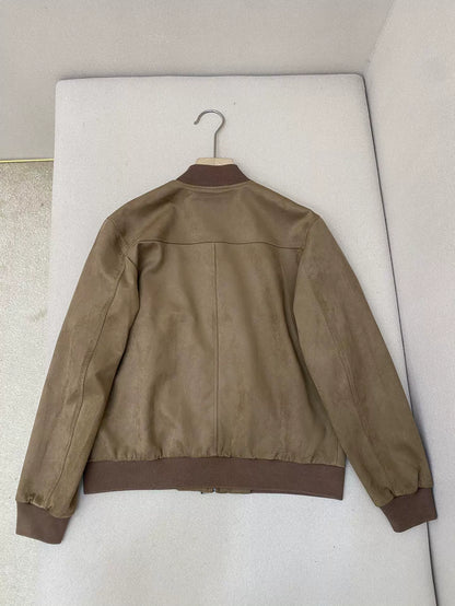 LP Italian Suede Baseball Collar Airplane Jacket Men's Versatile Casual Jacket