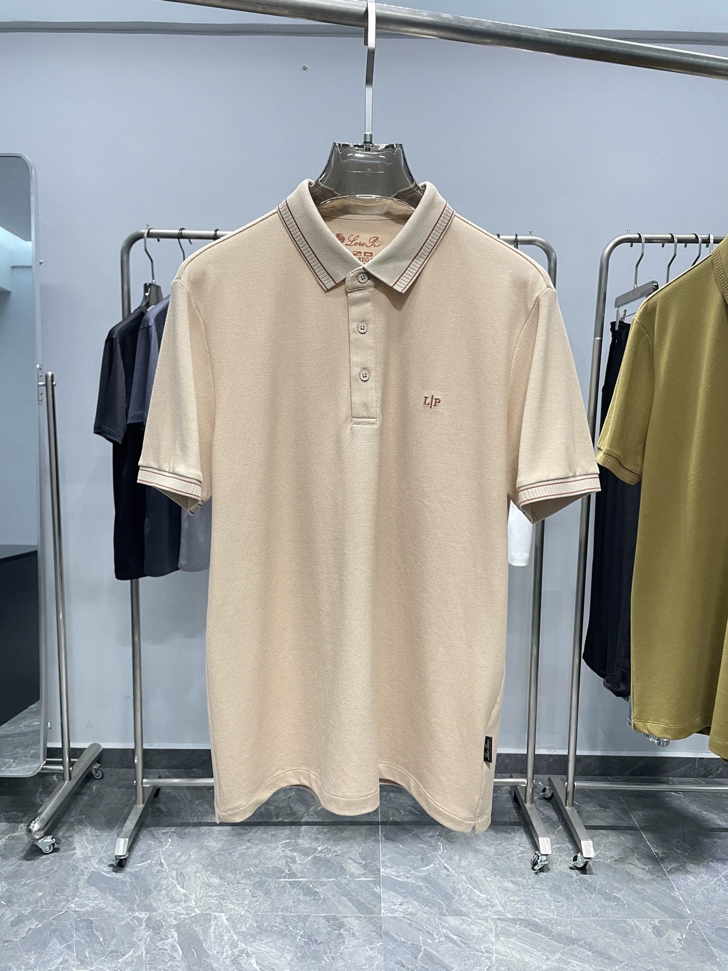 LP Italy 25ss business pearl cotton lapel casual short-sleeved polo shirt