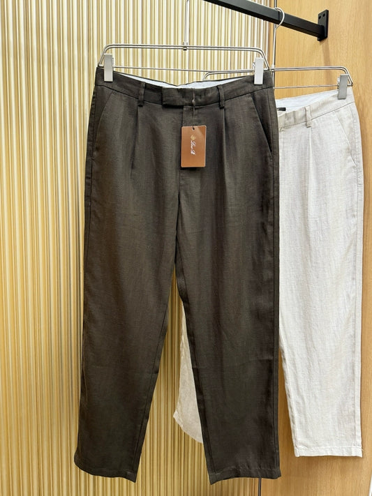 LP Italy 25ss business solid color straight trousers men's linen slacks