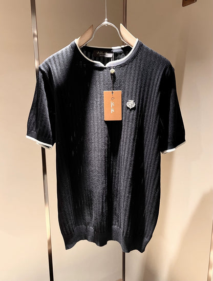 LP Italy 25ss comfortable breathable knitted sweater men's casual short-sleeved T-shirt