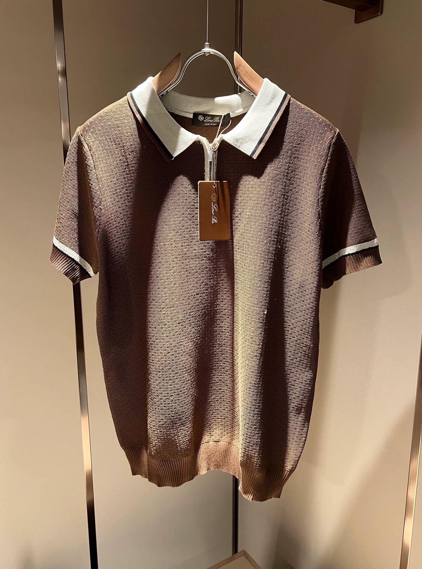 LP Italy 25ss comfortable lapel zipper knitted polo shirt men's casual short sleeves