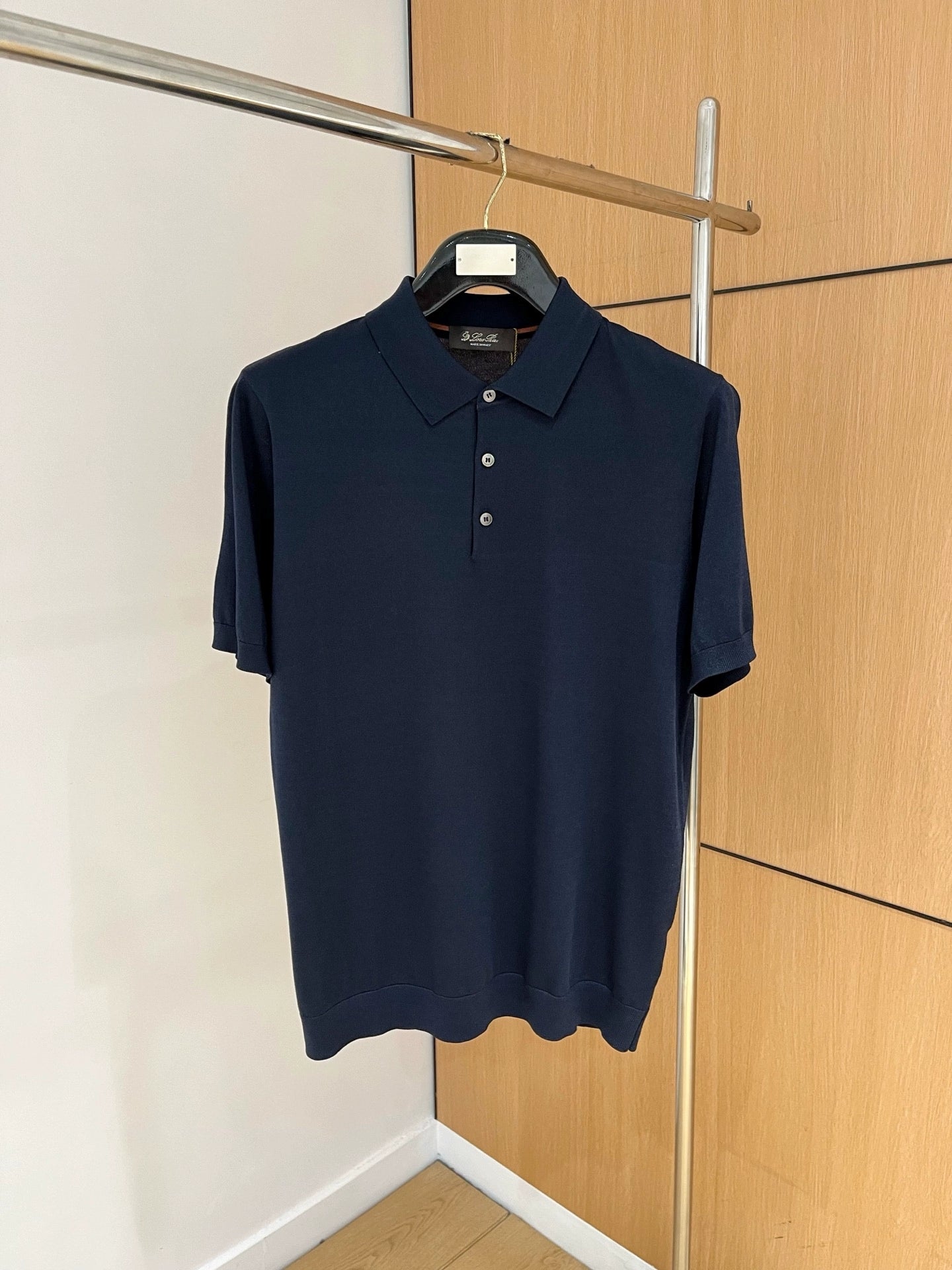 LP Italy 25ss business solid color men's casual lapel knitted polo shirt short sleeve