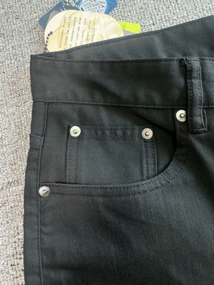 LP Italy 25ss Comfortable Straight Pants Men's Casual Black Washed Jeans