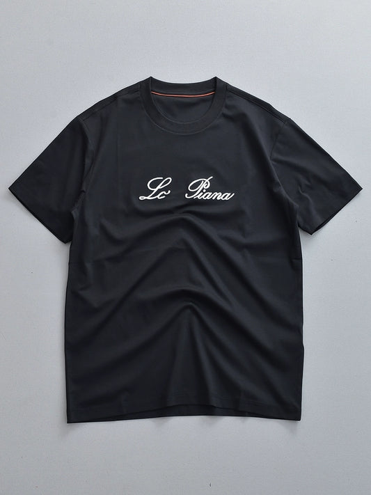 LP Italy 25Ss Letter Mercerized Cotton Crew Neck Half Sleeve Men's Casual Short Sleeve T-Shirt