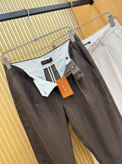 LP Italy 25ss business solid color straight trousers men's linen slacks