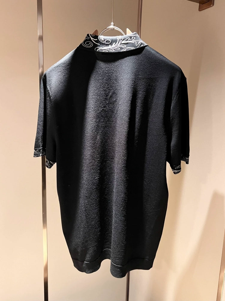 LP Italy 25ww Ilite lapel knitted sweater men's casual polo shirt short sleeve