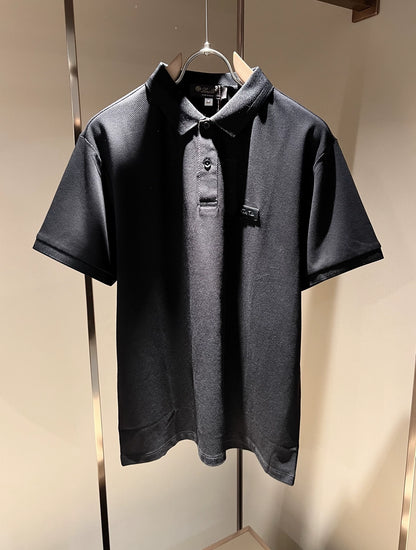 LP Italy 25ss simple pearl cotton men's casual lapel polo shirt short sleeve