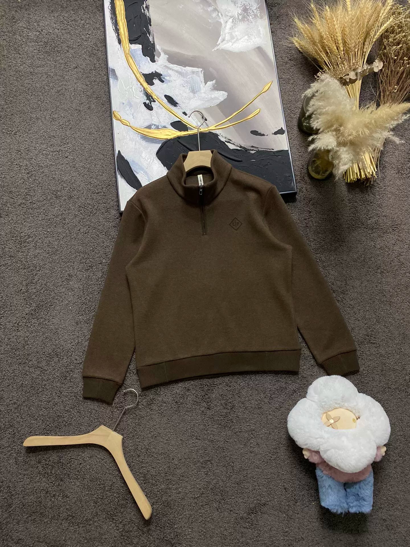 LP Italian autumn and winter comfortable casual fashion thickened half-height zipper stand-up collar sweater