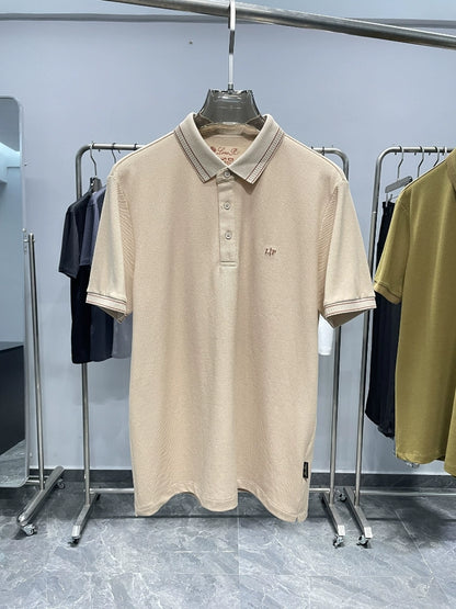 LP Italy 25ss business pearl cotton lapel casual short-sleeved polo shirt