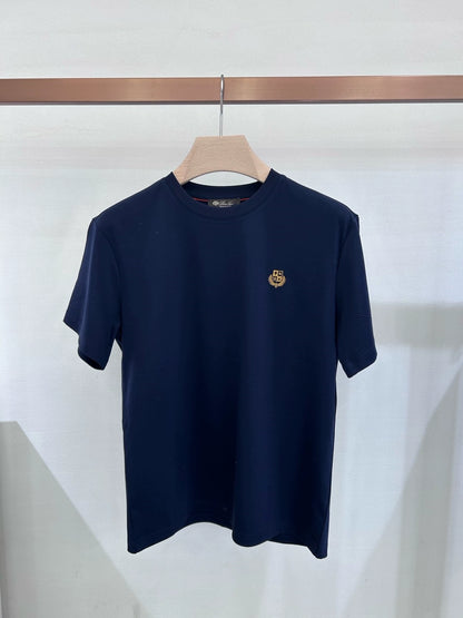 LP Italy 25ss Simple Cotton Comfortable Embroidered Crew Neck Bottom Shirt Men's Casual Short Sleeve T-Shirt