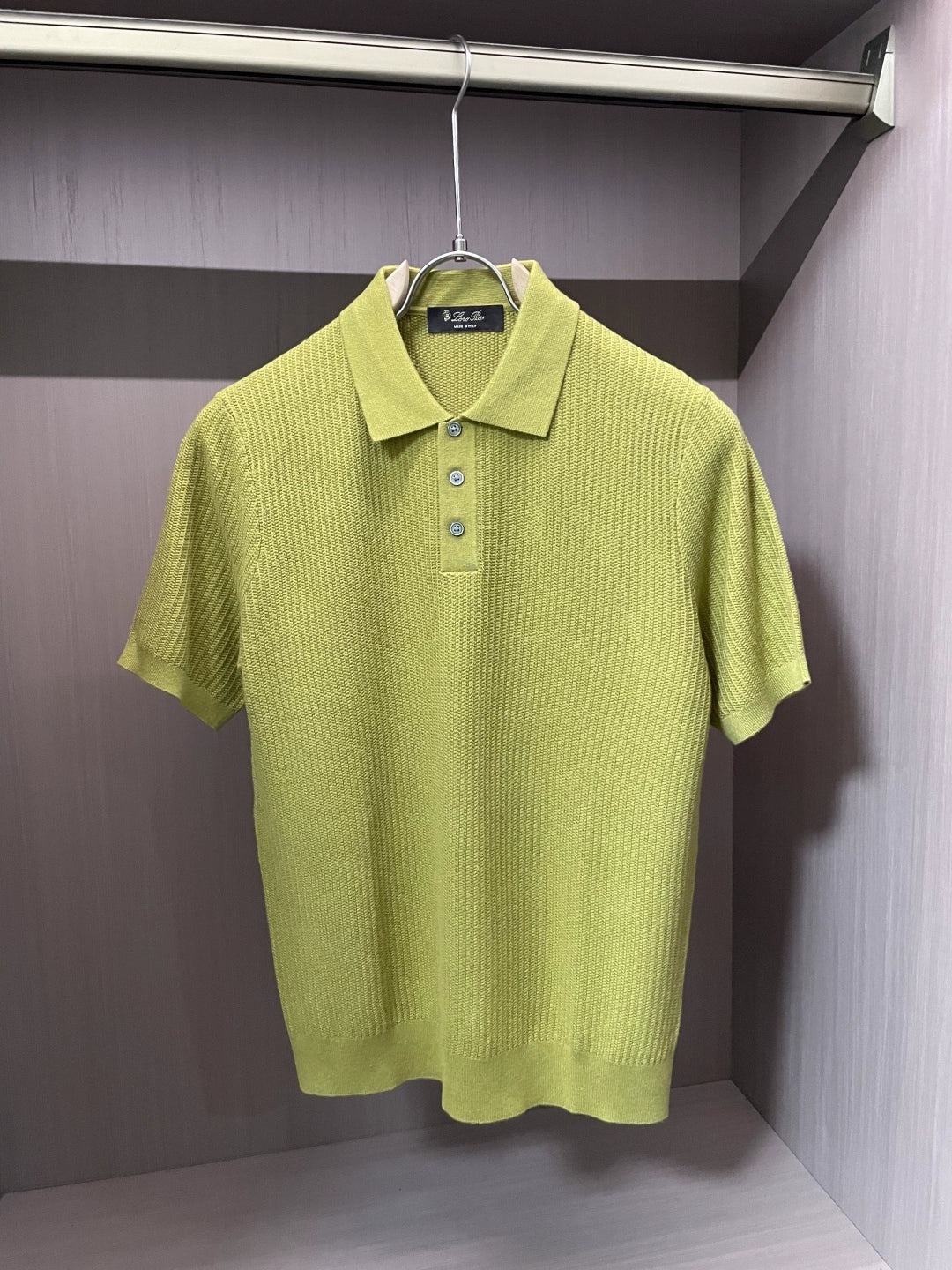 LP Italy 25ss solid color lapel men's casual ribbed knitted short-sleeved polo shirt