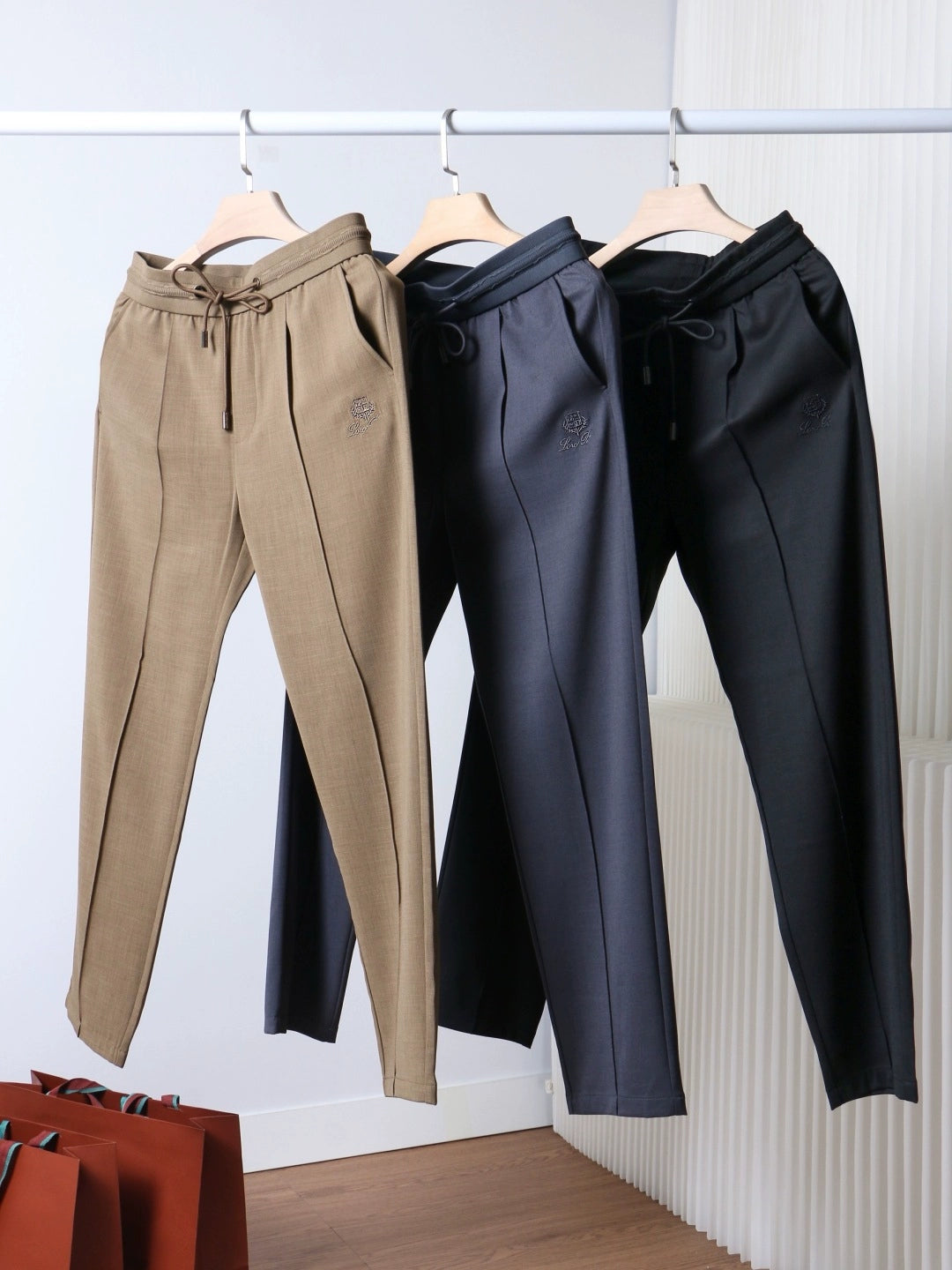 LP Italian 25ss linen drawstring straight men's breathable casual trousers
