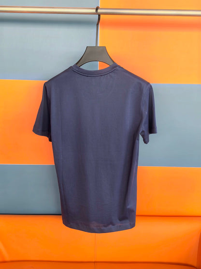 LP Italy 25ss solid color embroidered mercerized cotton comfortable breathable round neck casual short-sleeved T-shirt