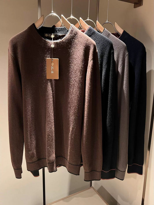LP Italian thermal crew neck knitted wool sweater men's casual long-sleeved sweater
