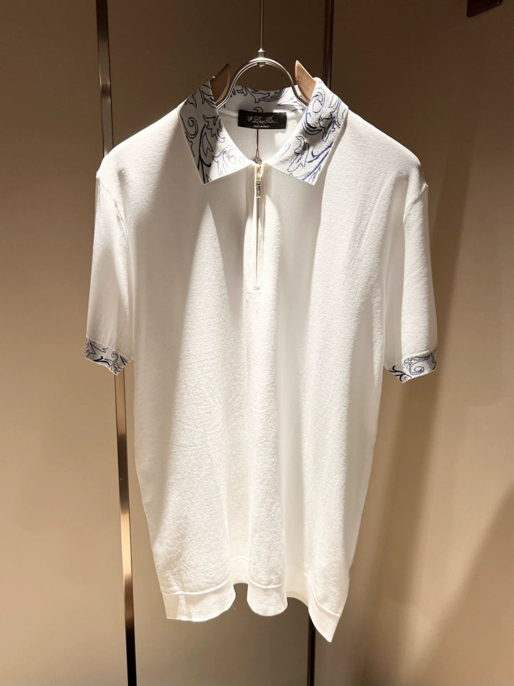 LP Italy 25ww Ilite lapel knitted sweater men's casual polo shirt short sleeve