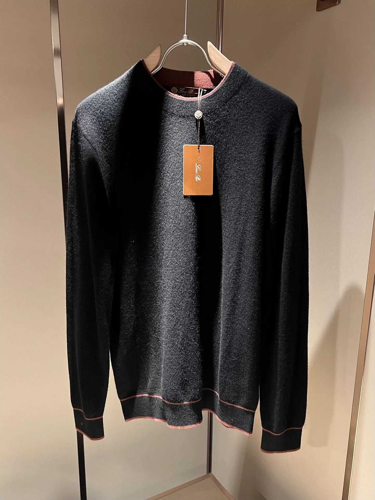 LP Italian thermal crew neck knitted wool sweater men's casual long-sleeved sweater