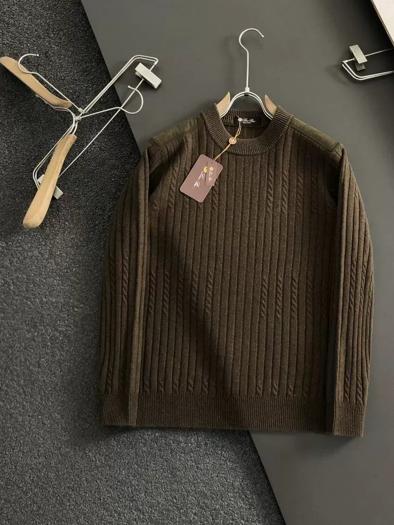 LP Italian Crew Neck Cardigan Men's Casual Versatile Long Sleeve Sweater
