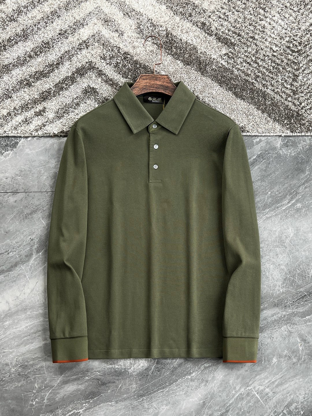 LP Italy 25ss simple business pearl cotton lapel men's casual long-sleeved polo shirt