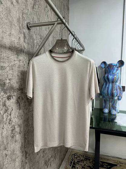 LP Italy 25SS solid color gradual change collar comfortable versatile crew neck bottoming shirt casual short sleeve T-shirt