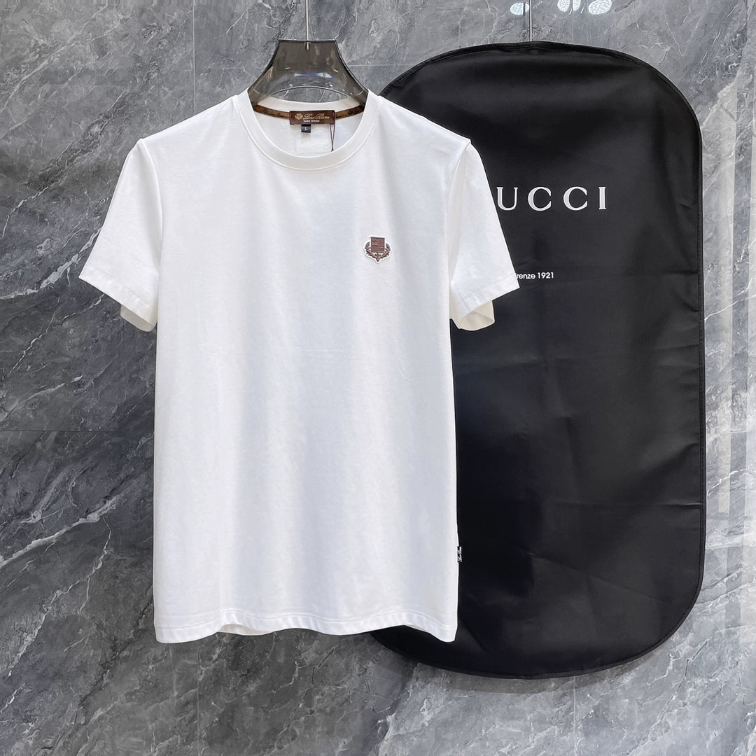 LP Italy 25ss Versatile Comfortable Breathable Crew Neck Bottom Shirt Casual Short Sleeve T-Shirt