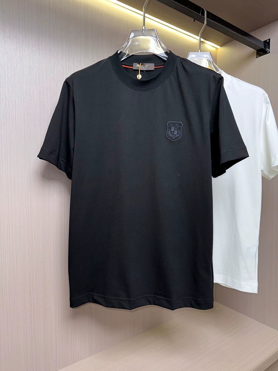 LP Italian 25ss embroidered label pure cotton breathable bottoming shirt men's casual crew neck short-sleeved T-shirt