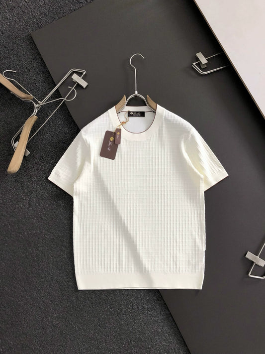 LP Italy 25ss solid color round neck Ilite knitted sweater men's casual short-sleeved T-shirt