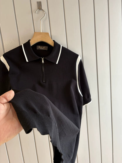 LP Italy 25ss comfortable knitted sweater men's casual lapel short-sleeved polo shirt