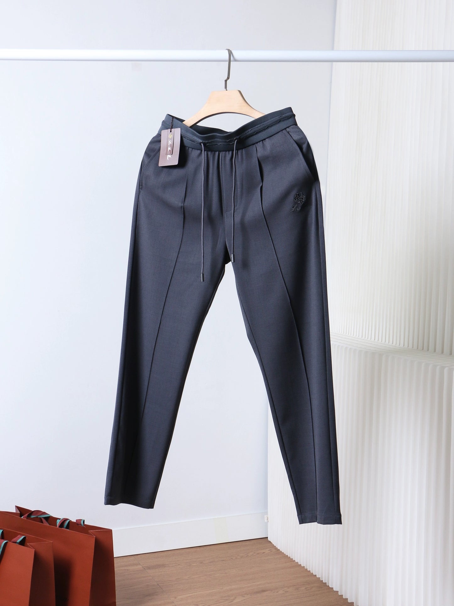 LP Italian 25ss linen drawstring straight men's breathable casual trousers