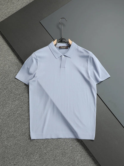 LP Italy 25ss Solid Color Ilite Lapel Casual Knitted Short Sleeve Polo Shirt