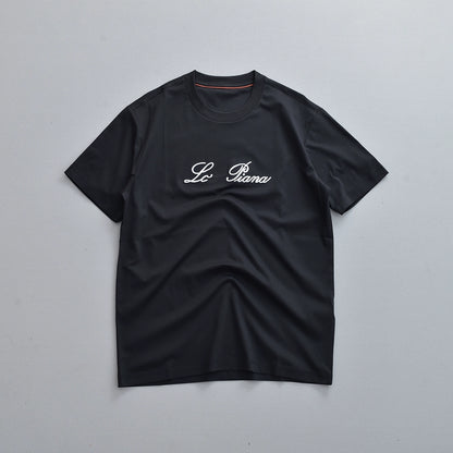 LP Italy 25Ss Letter Mercerized Cotton Crew Neck Half Sleeve Men's Casual Short Sleeve T-Shirt