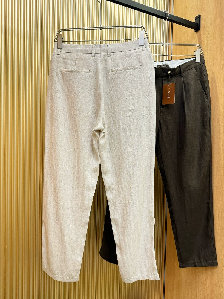 LP Italy 25ss business solid color straight trousers men's linen slacks