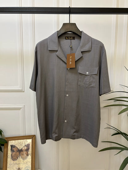 LP Italy 25SS old money cotton and linen short-sleeved shirt drawstring casual pants men's suit