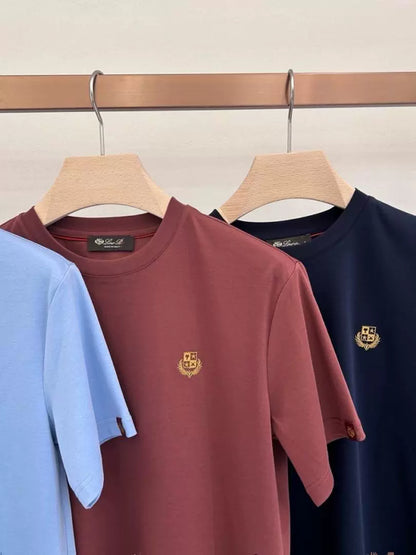 LP Italy 25ss Simple Cotton Comfortable Embroidered Crew Neck Bottom Shirt Men's Casual Short Sleeve T-Shirt