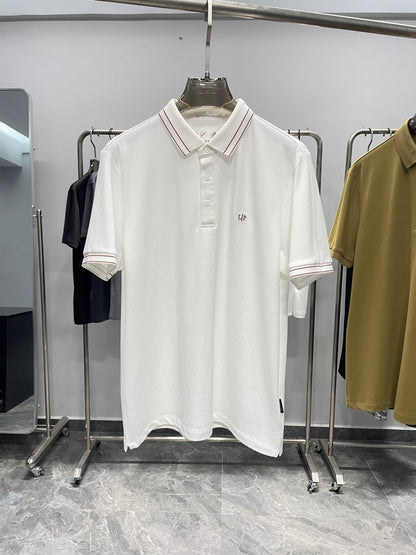 LP Italy 25ss business pearl cotton lapel casual short-sleeved polo shirt