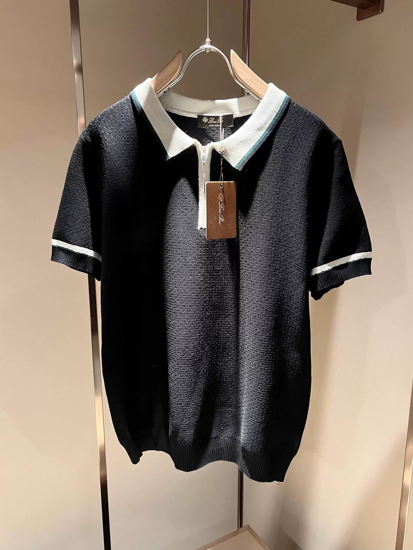 LP Italy 25ss comfortable lapel zipper knitted polo shirt men's casual short sleeves