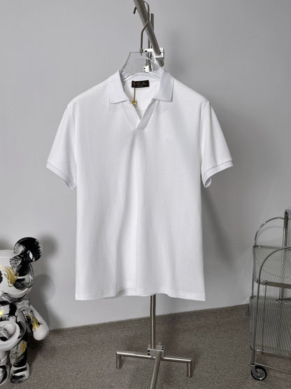 LP Italy 25ss business fashion comfortable men's casual V lapel polo shirt short sleeve