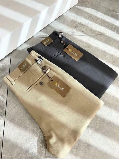 LP Italian Versatile Comfortable Cotton Straight Pants Men's Solid Color Casual Pants