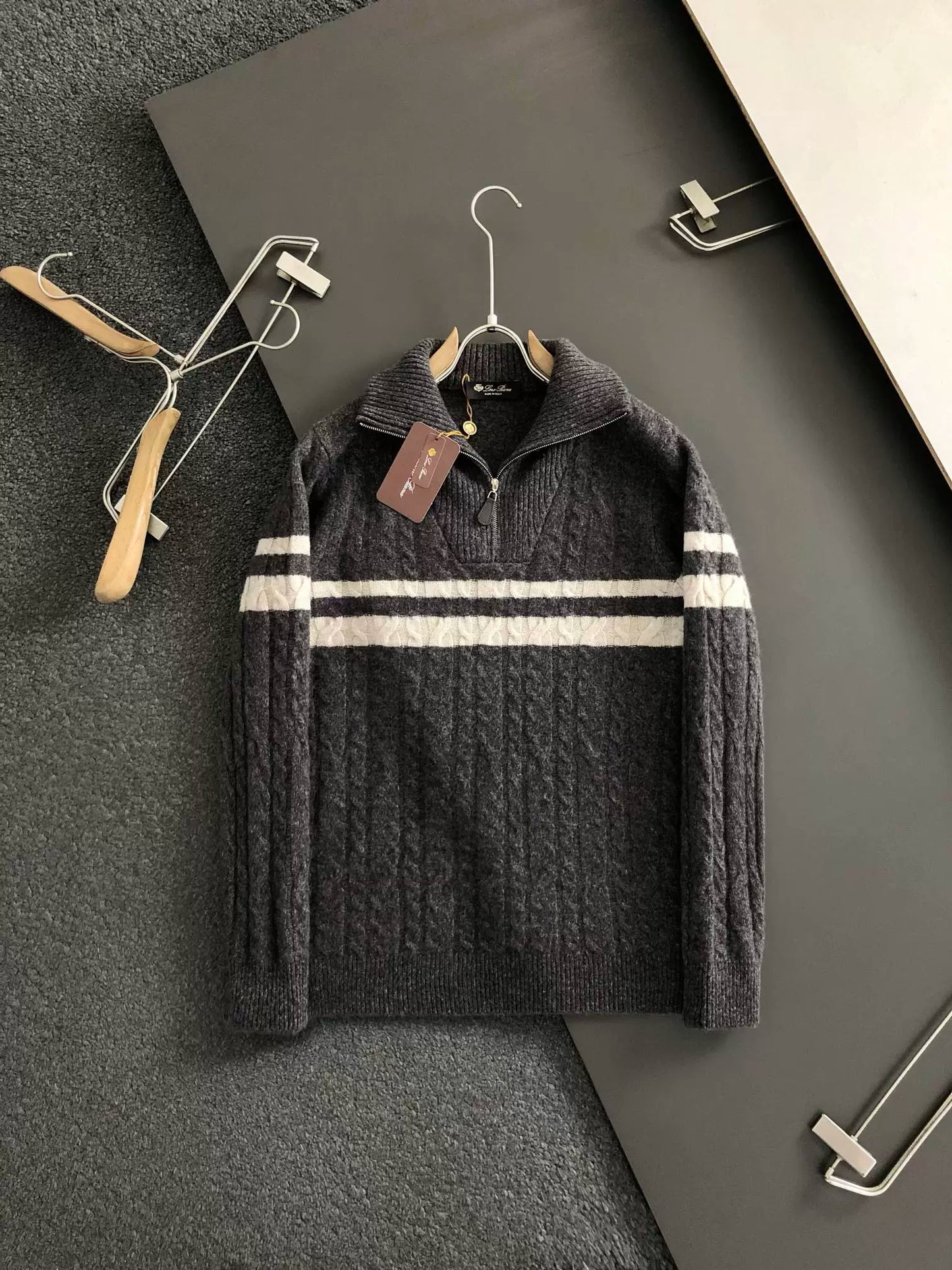 LP semi-high stand-up neck wool sweater men's casual long-sleeved sweater