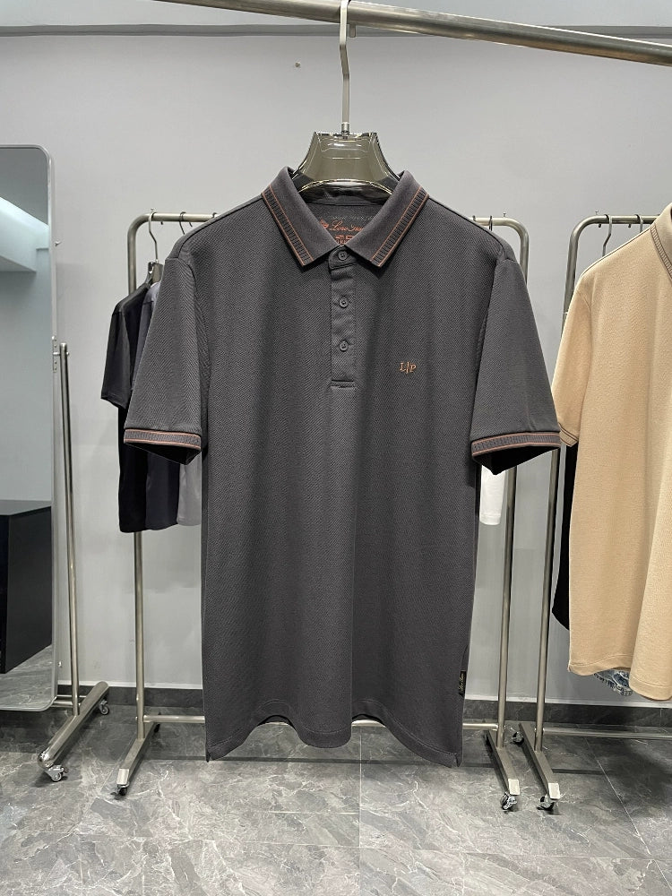 LP Italy 25ss business pearl cotton lapel casual short-sleeved polo shirt