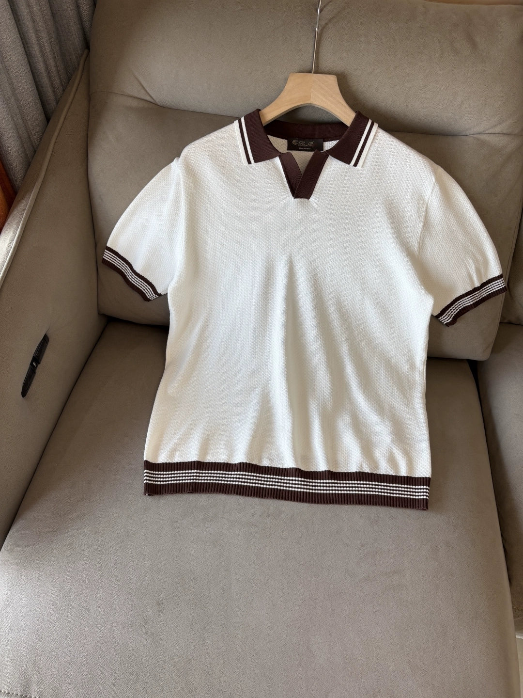LP Italy 25SS solid color men's casual V lapel polo shirt short sleeve