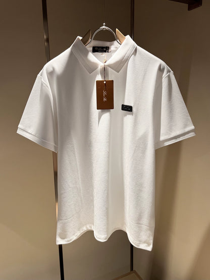LP Italy 25ss simple pearl cotton men's casual lapel polo shirt short sleeve