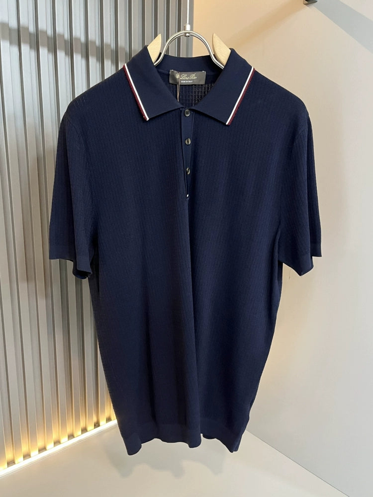LP Italy 25SS Ilite lapel knitted sweater solid color casual short-sleeved polo shirt