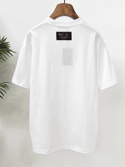 LP Italy 25ss simple and loose pure cotton round neck half-sleeved men's casual short-sleeved T-shirt